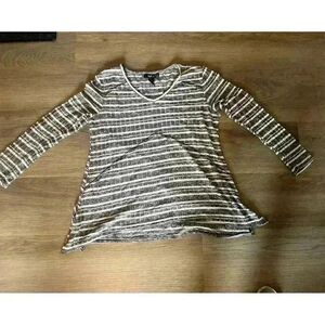 Style & Co Striped long sleeve top M fringe detail